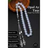 Opal Ay Taşı Tesbih Erkek Doğal Taş Tesbih 8 mm BT035 - Beyaz