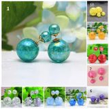 Opal Boncuk Renkli Kristal Küre Saplama Küpe 11 renk Pembe