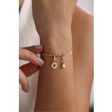 Opal Taşlı Penguen & Taşlı Yıldız Charm Bileklik