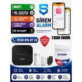 OPAX-W20-W-SIYAH + Bgr-09 Sadece Wifi & Bgr-09 Kablosuz Sirenli Alarm Sistemi