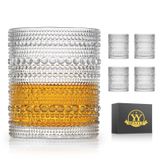 OPAYLY hobnail İçme Bardakları Eski Moda Cam 10 oz kayalar bardaklar 4'lü Set Su Suyu Kokteyl Vintage Züccaciye Seti Erkekler Kadınlar için Hediye