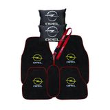 Opel Araç Nakışlı Halı Paspas Seti 5 Parça + 2’Li Siyah Dijital Boyun Yastığı & Oto Ayna Askısı Seti