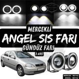 Opel Astra G 1998-2004 Uyumlu Üniversal Mercekli Angel Sis Farı Metal Su Geçirmez 76 Mm Beyaz Halkalı Gündüz Farı Angel Eyes 2 Adet
