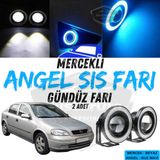 Opel Astra G 1998-2004 Uyumlu Üniversal Mercekli Angel Sis Farı Metal Su Geçirmez 76 Mm Buz Mavi Halkalı Gündüz Farı Angel Eyes 2 Adet