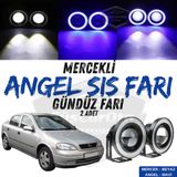 Opel Astra G 1998-2004 Uyumlu Üniversal Mercekli Angel Sis Farı Metal Su Geçirmez 76 Mm Mavi Halkalı Gündüz Farı Angel Eyes 2 Adet