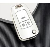 Opel Astra J Insignia Mokka 3 Buton Sustalı Nano Anahtar Kılıfı Beyaz Gümüş Silver Renk - Beyaz - Gümüş