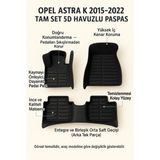 Opel Astra K 2015–2022 5d Havuzlu Paspas Tam Set Siyah – Arka Tek Parça, Eva Dolgu, Dikişsiz Pres, Kaymaz Topukluk Pedli, Kokusuz