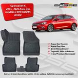 Opel Astra K Paspas Araca Özel 2015 - 2022 Arası BOSSE 3D Havuzlu Oto Paspas - Siyah