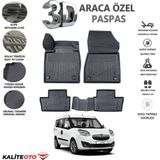 Opel Combo 2017 Model Tam Uyumlu Kokusuz 3D Havuzlu Paspas - Siyah