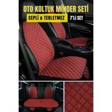 Opel Combo-D-2012-2018-Tkmterletmez Kaymaz Keten Oto Minder Kılıf Komple Set(7Parça) Kırmızı