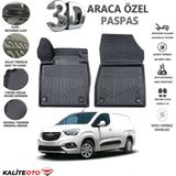 Opel Combo Panelvan 2023 Model Tam Uyumlu Kokusuz 3D Havuzlu Paspas - Siyah