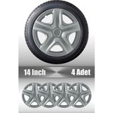 Opel Corsa Astra Vectra 14" Inç Uyumlu 4 Adet 1 Takım Gri Kırılmaz Esnek Jant Kapağı 001 - Universal