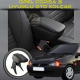 Opel Corsa B Uyumlu Kol Dayama ve Kolçak Sürgülü Bardaklıklı Ayarlanabilir Siyah Deri - Bej