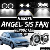 Opel Corsa C 2000-2006 Uyumlu Üniversal Mercekli Angel Sis Farı Metal Su Geçirmez 76 Mm Beyaz Halkalı Gündüz Farı Angel Eyes 2 Adet