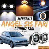 Opel Corsa C 2000-2006 Uyumlu Üniversal Mercekli Angel Sis Farı Metal Su Geçirmez 76 Mm Turuncu Halkalı Gündüz Farı Angel Eyes 2 Adet