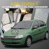 Opel Corsa C Bej Renk Tay Tüyü Cepli & Terletmez Sırtlı Oto Koltuk Minder Seti - Koltuk Koruma Kılıfı (Ön & Arka Tam Set)