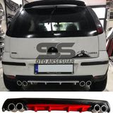 Opel Corsa C Difuzor Arka Tampon Eki 4 Egzoz Cikisli Kirmizi Lux Tip