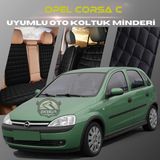 Opel Corsa C Siyah Renk Tay Tüyü Cepli & Terletmez Sırtlı Oto Koltuk Minder Seti - Koltuk Koruma Kılıfı (Ön & Arka Tam Set)