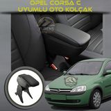 Opel Corsa C Uyumlu Kol Dayama Ve Kolçak Sürgülü Bardaklıklı Ayarlanabilir Siyah Deri