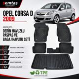 Opel Corsa D 2009 Araca Özel Derin Havuzlu Paspas ve Bagaj Havuzu Seti Semtaş - Siyah