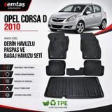 Opel Corsa D 2010 Araca Özel Derin Havuzlu Paspas ve Bagaj Havuzu Seti Semtaş - Siyah