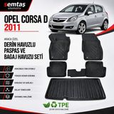 Opel Corsa D 2011 Araca Özel Derin Havuzlu Paspas ve Bagaj Havuzu Seti Semtaş - Siyah