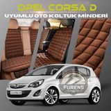 Opel Corsa D Kahverengi Renk Tay Tüyü Cepli & Terletmez Sırtlı Oto Koltuk Minder Seti - Koltuk Koruma Kılıfı (Ön & Arka Tam Set)