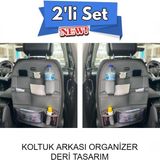 opel Corsa D Uyumlu Deri Koltuk Arkası Organizer 2'li Set Düzenleyici Gri Autogoodstore