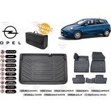 Opel Corsa E 2017 Model Bagaj Havuzu+4d Araca Özel Havuzlu Paspas Takımıı Rice - Siyah