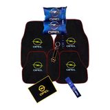 Opel Logolu 5 Parça Araç Halı Paspas Seti & Mavi Dijital Baskılı Boyun Yastık Aksesuar Seti