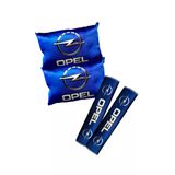Opel Logolu Dijital Baskılı Mavi Araç Boyun Yastığı & Emniyet Kemer Pedi - 2’Li Set