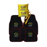 Opel Uyumlu 5’Li Nakışlı Oto Halı Paspas Seti + Dijital Baskılı Sarı Boyun Yastık + Oto Ayna Askısı