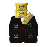 Opel Uyumlu 5'Li Oto Halı Paspas & Dijital Baskılı Sarı Araç Boyun Yastığı & Emniyet Kemer Pedi