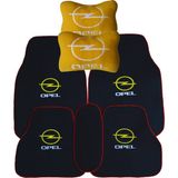 Opel Uyumlu Kırmızı Kenarlı Siyah Oto Halı Paspas | Opel Araç Seyahat Sarı Oto Boyun Yastığı