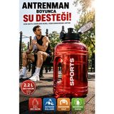 Open City 2.2 Litre Spor Matara Suluk Bpa Içermez Taşıma Kulplu Sızdırmaz Büyük Hacim Şişe Kırmızı - Damacana - 2,2 lt