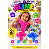 Open City 2'li Slime Oyun Jeli Simli Streç Hamur Eğitici Duyusal Oyun Motor Beceri Geliştiren Oyuncak Renkli - Çok Renkli