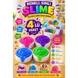Open City 4'lü Slime Oyun Jeli Simli Streç Hamur Eğitici Duyusal Oyun Motor Beceri Geliştiren Oyuncak Renkli - Çok Renkli