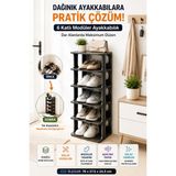 Open City 5 Katlı Modüler Ayakkabılık Dar Alan Düzenleyici Plastik Ayakkabı Rafı Kolay Kurulum Siyah Model