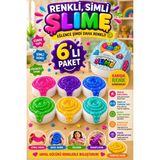 Open City 6'lı Slime Oyun Jeli Simli Streç Hamur Eğitici Duyusal Oyun Motor Beceri Geliştiren Oyuncak Renkli - Çok Renkli