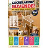 Open City 8'li Şeffaf Silikon Masa Köşe Koruyucu Darbe Önleyici Çocuk Güvenlik Koruması Şeffaf Seti - 0 - 3 Yaş