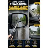 Open City Araç Cam ve Ayna Temizleme Aparatı 80 cm Teleskopik Uzayabilir Saplı Oto Cam Sileceği Seti - 1 Adet