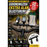 Open City Bisiklet Gidon Uzatma Aparatı 20 cm Telefon Far Kilometre Taşıyıcı Scooter Aksesuar Barı - Siyah