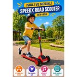 Open City Kırmızı Işıklı Müzikli Speedx Road Scooter WX-818 3 Tekerlekli Çocuk Scooterı Geniş Dokulu Taban