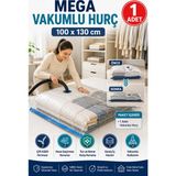 Open City Mega Boy Vakumlu Hurç 100X130 cm 1 Adet Çift Kilitli Vakum Poşeti Yorgan Battaniye Saklama Çuvalı - Şeffaf - 100*130