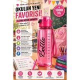 Open City Pembe 1 Litre Suluk Matara Sızdırmaz Kilitli Kapaklı Bpa Içermez Okul Spor Su Şişesi 1000 ml Askılı