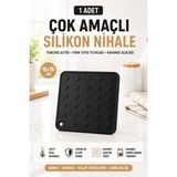 Open City Siyah Silikon Nihale 16X16CM Çok Amaçlı Tencere Tava Altlığı Fırın Tepsi Tutacağı Kavanoz Açacağı Ev