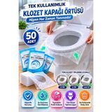 Open City Tek Kullanımlık Klozet Kapağı Örtüsü 50 Adet Hijyenik Seyahat Tipi Tuvalet Koruyucu Kılıf Seti - Şeffaf