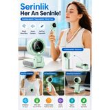 Open City Yeşil Taşınabilir Mini Fan Katlanabilir Boyuna Asılabilir USB Şarjlı Sessiz El Tipi Vantilatör