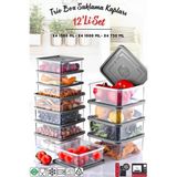 Open Home 12'li Set Kare Mikrodalga & Difriz Uyumlu Trio Saklama Kabı X4 0,75 Lt/1 Lt/1,5 Lt