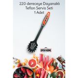 Open Home Concept 1 Adet Kırmızı Yanmaz Yapışmaz Teflon Servis Seti 220 ° Dayanıklı Makarna Kaşığı